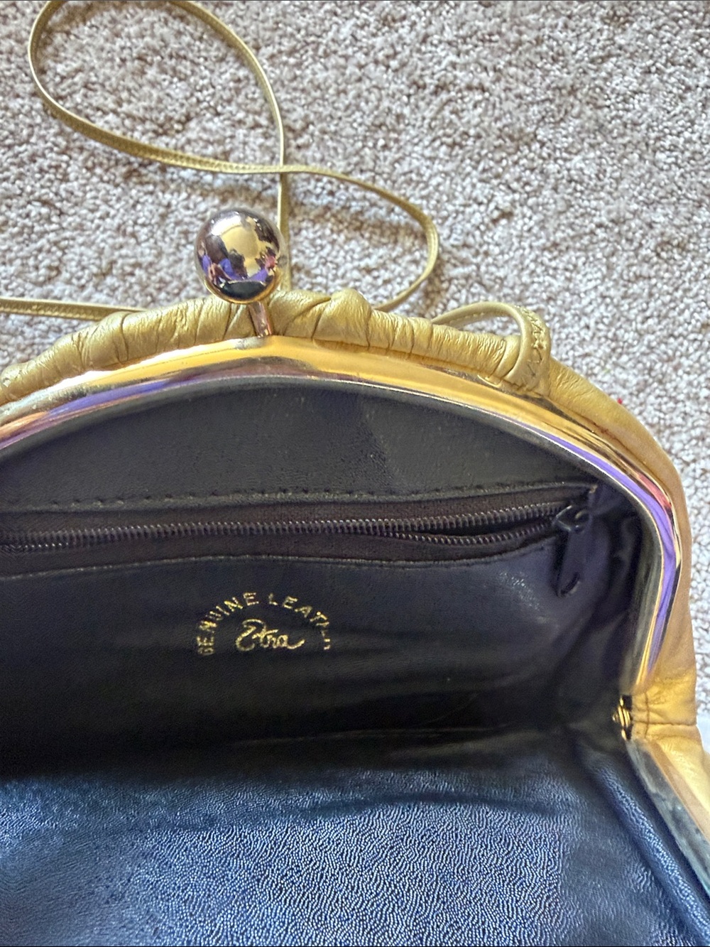 Metallic Gold Etra Ruched Drawstring Crossbody Bag - Picture 2 of 3